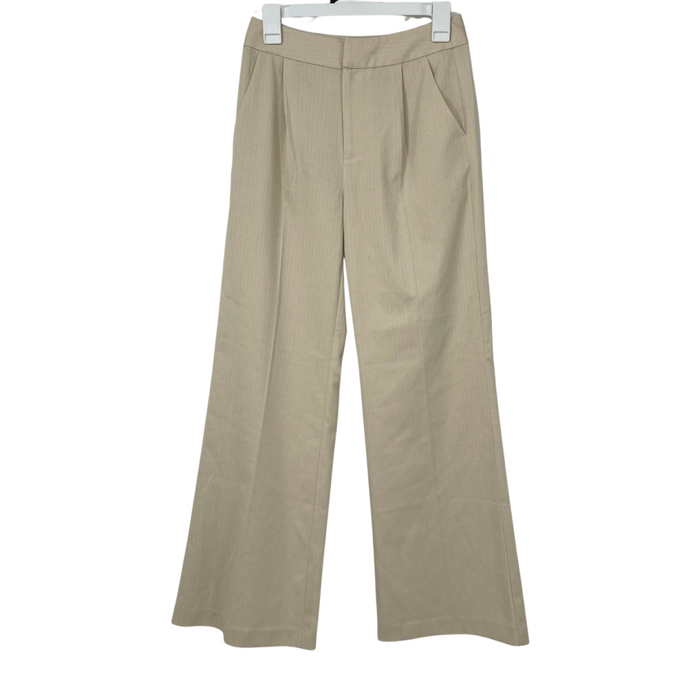 THE KORNER CREAM WITH SILVER SHIMMERY PIN STRIPES SLACKS SIZE 4